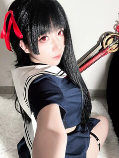 Em teen coser xinh đẹp bím múp hồng k lông